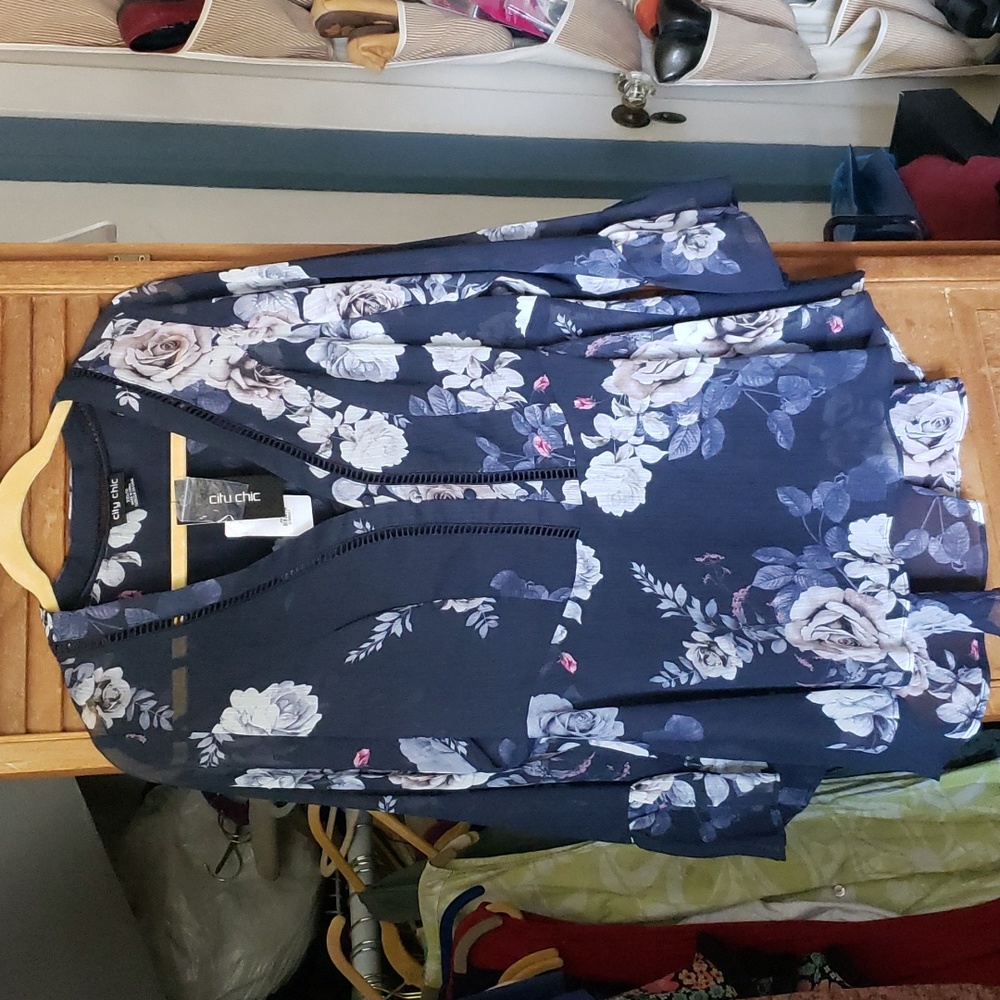 City chic sheer blouse with cami size 12